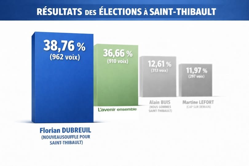 Résultats des élections municipales 2026 Saint-Thibault